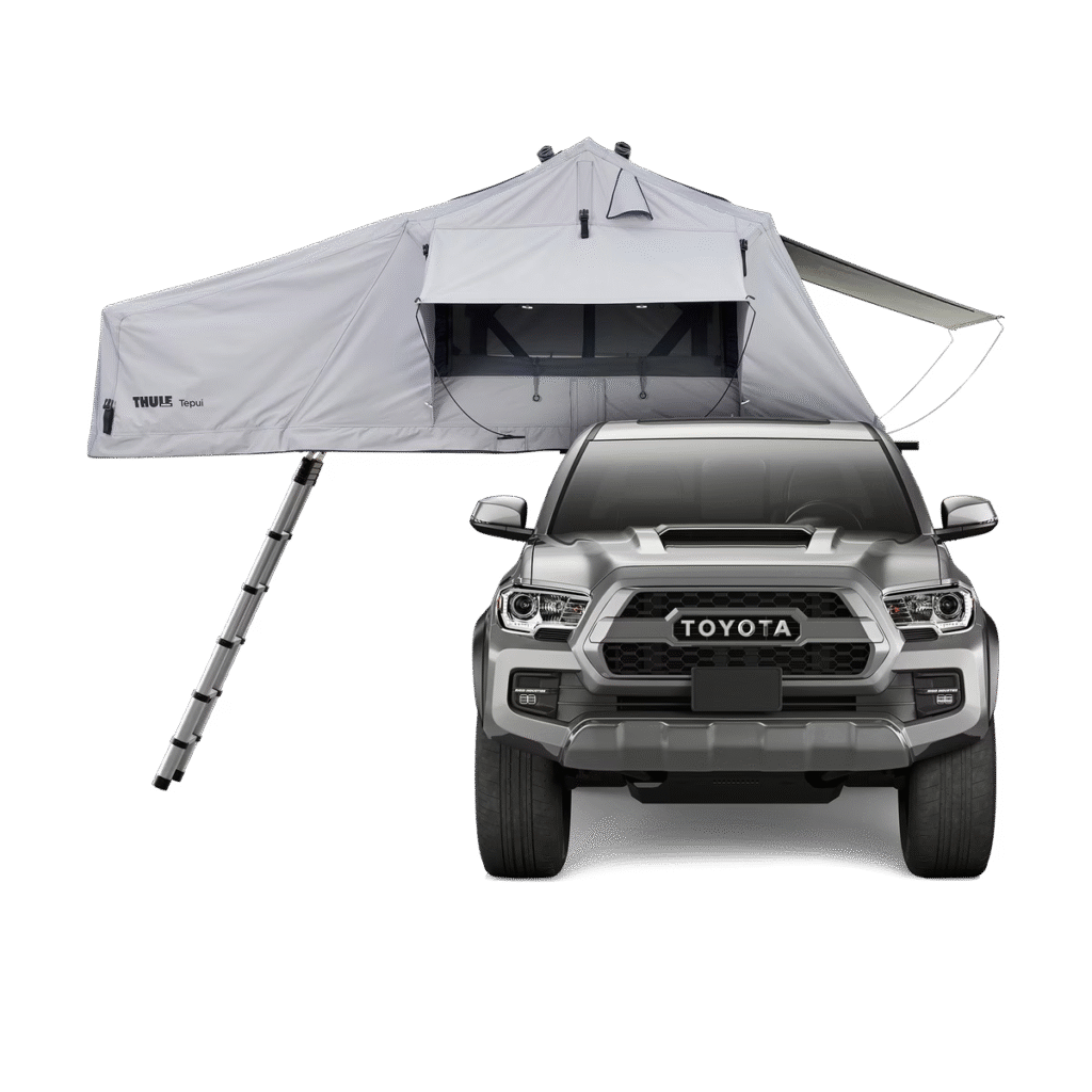 Tente de toit Thule Tepui Autana 4 avec annexe montée sur un véhicule Toyota 4x4